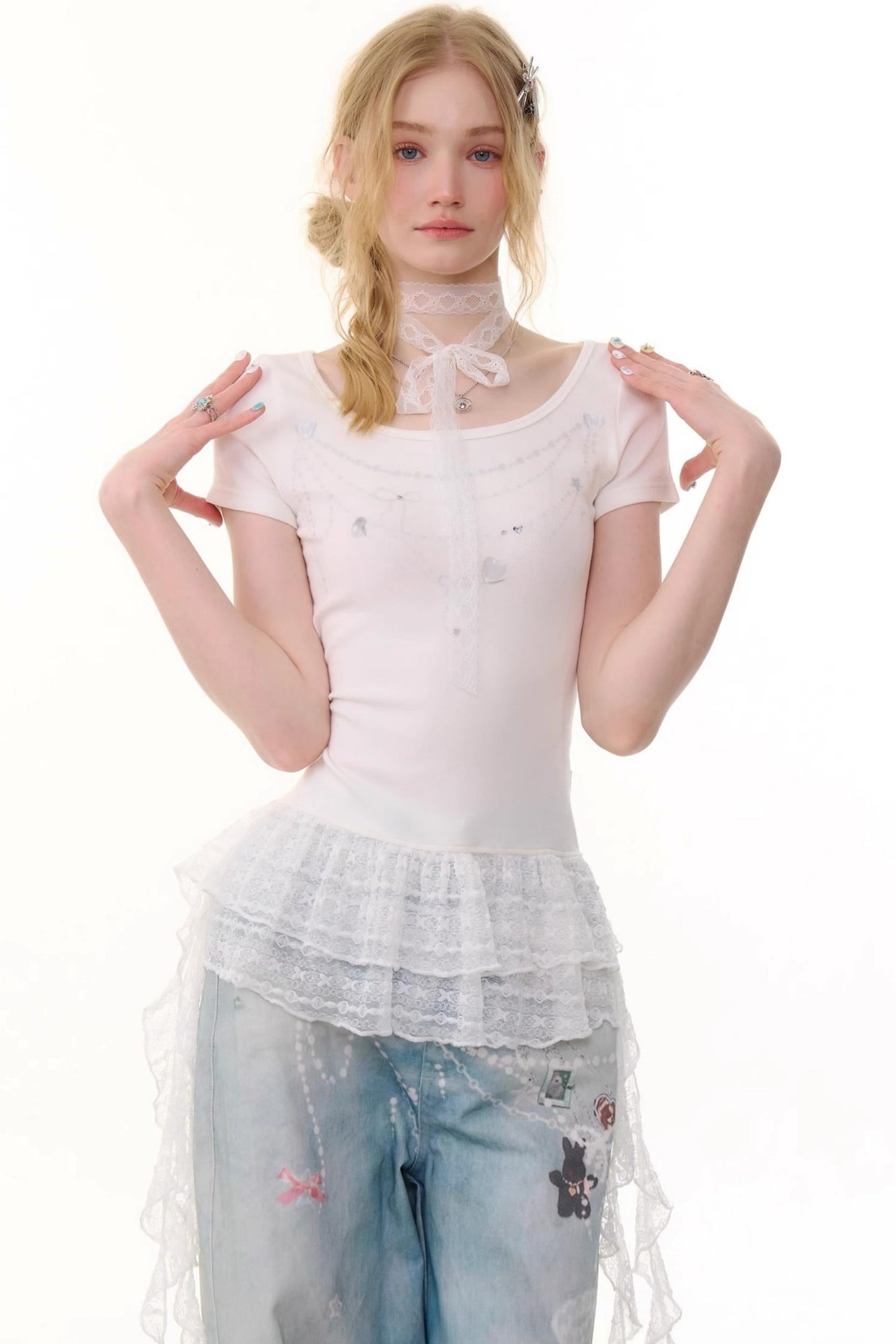 Vintage Chain Pleated Tee