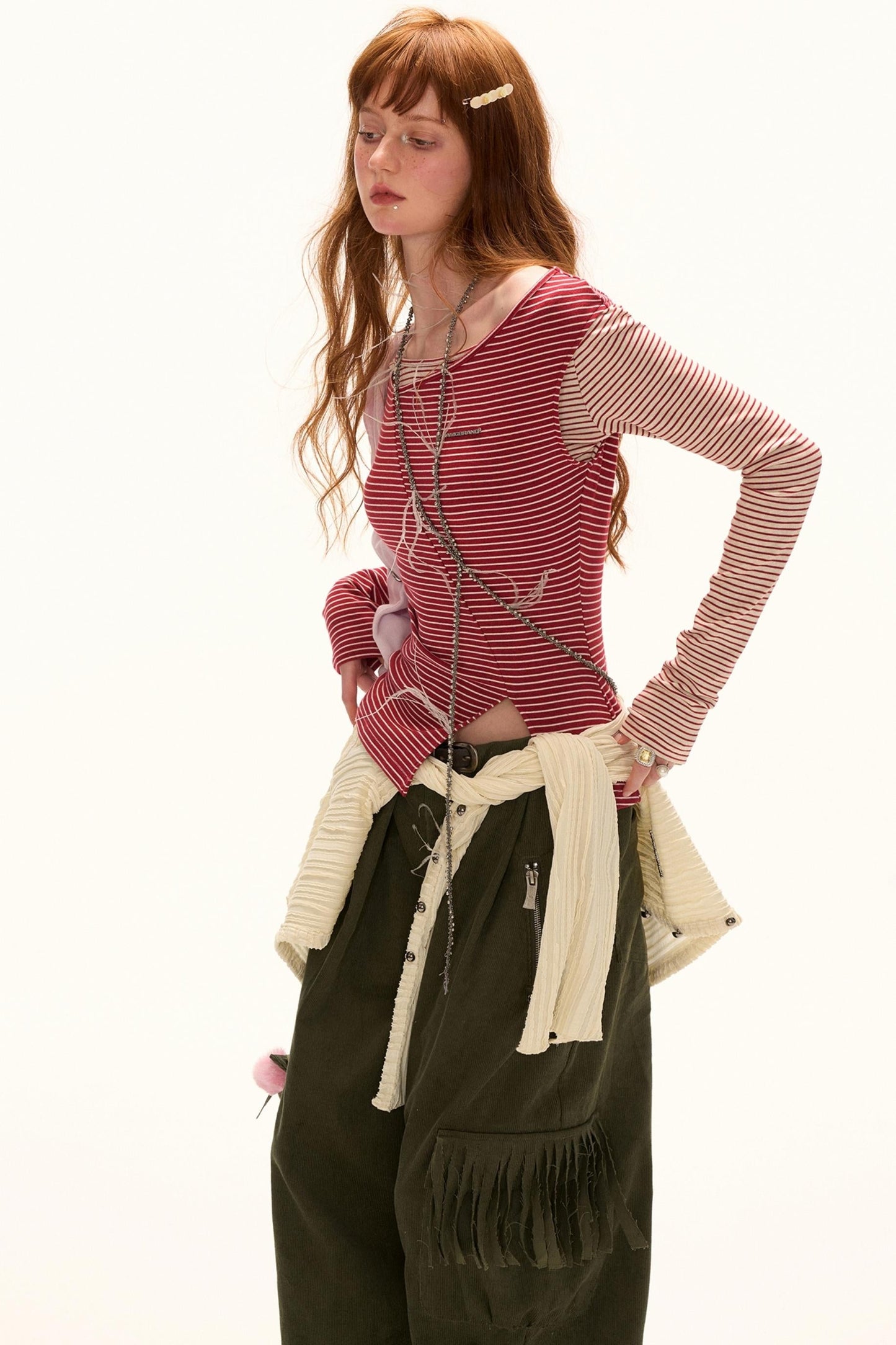 Striped Slim Long-Sleeved Top
