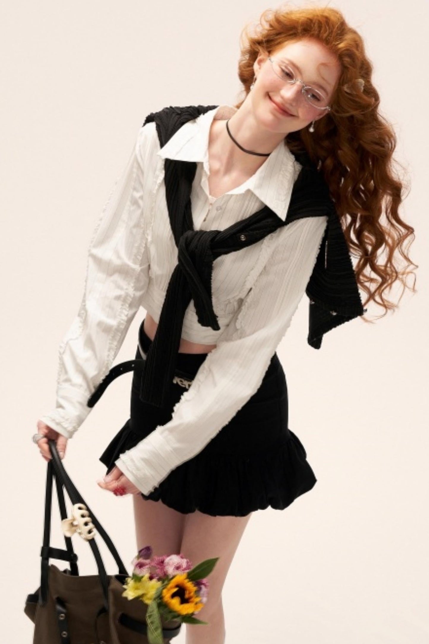 Pleated Flower Bud High-End Skirt