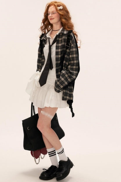 Vintage Patchwork Casual Plaid Shirt