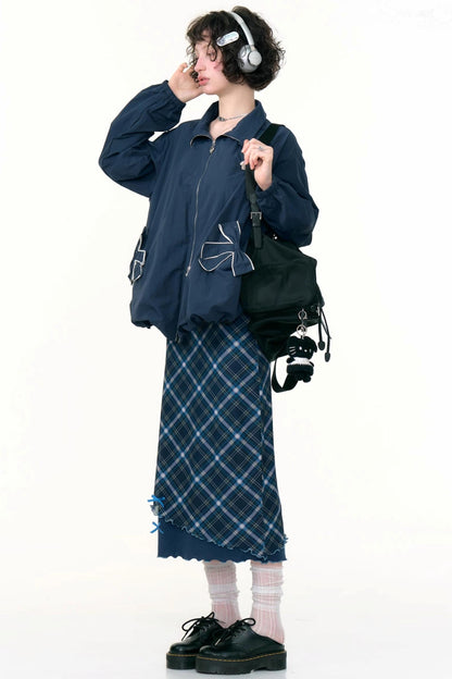 Autumn Winter Dark Blue Jacket