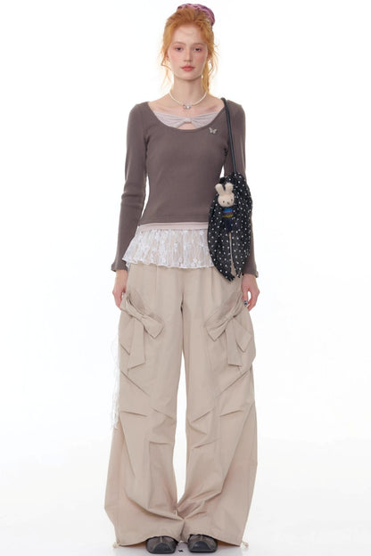 Fake Two Bow Long sleeve T-shirt