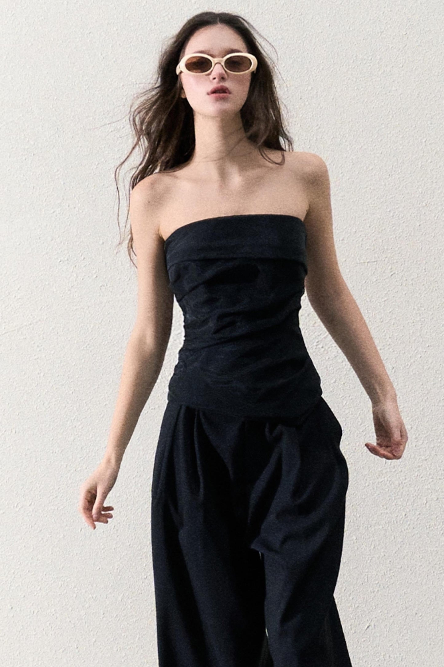 Casual Slim Jacket & Wide Lace Pants Set-Up