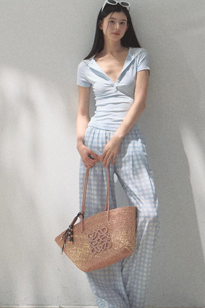 Wide-Leg Tencel Hemp Pants