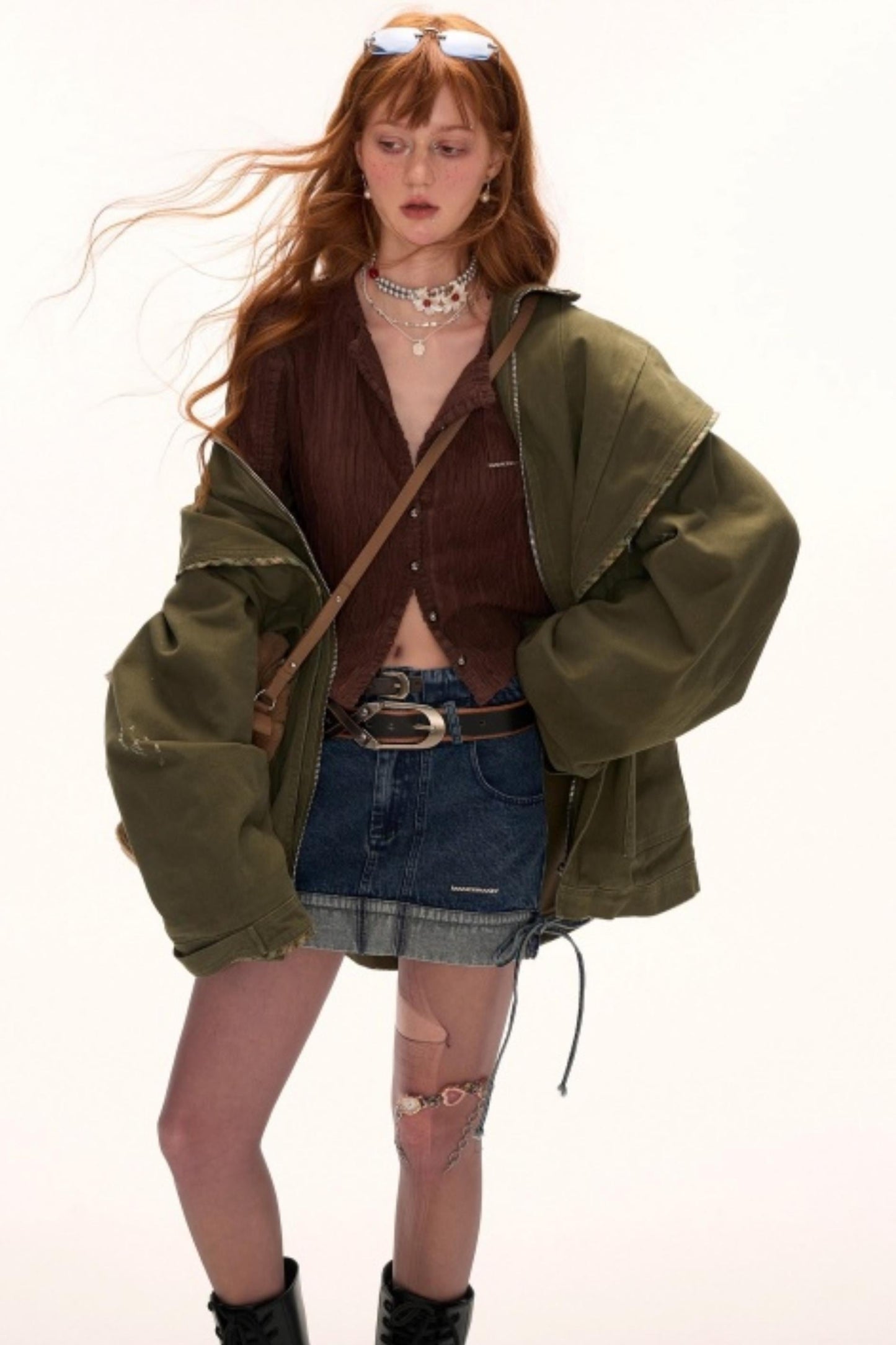 Vintage Distressed Frayed Cargo Jacket