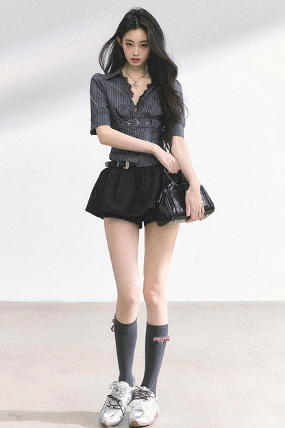 French V-Neck Lace Top