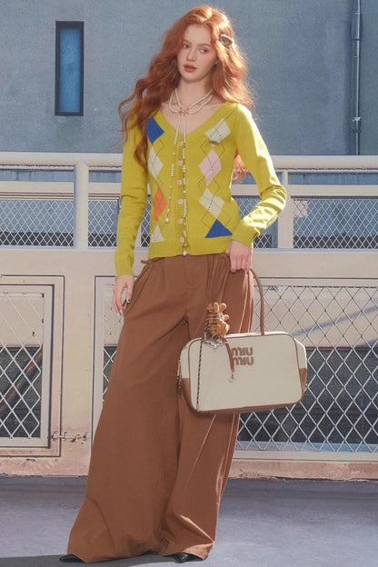 Autumn High-Waisted Slimming Brown Trousers