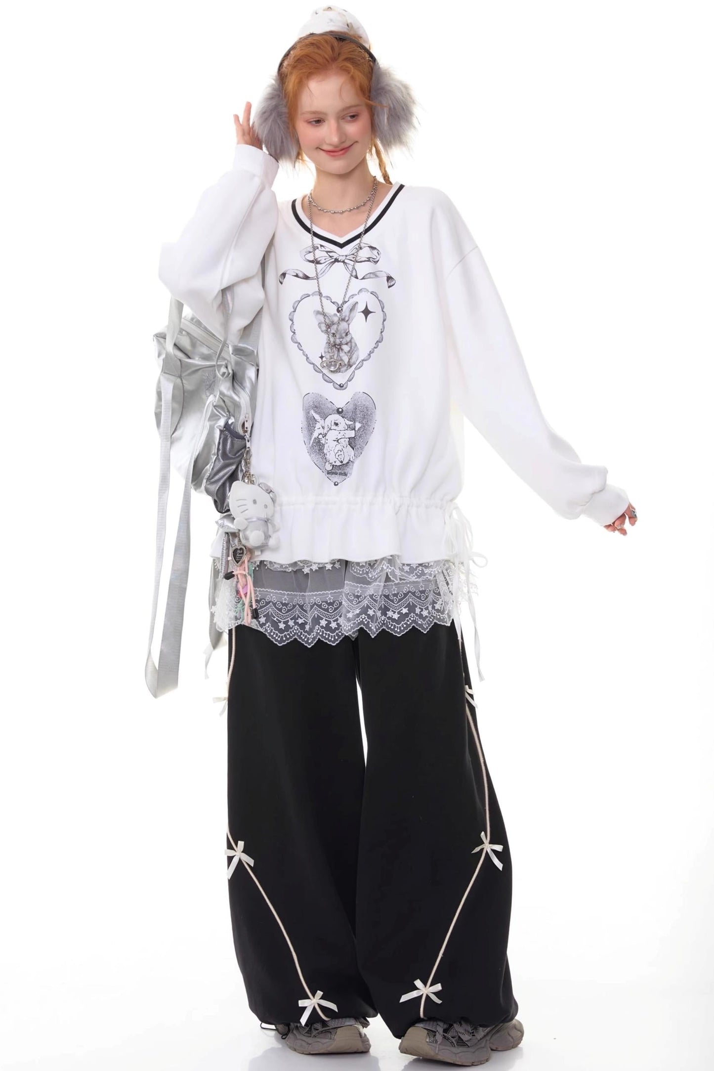 High-Waisted Wide-Leg Sports Sweatpants