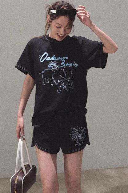 Cotton Lounge Top Shorts Set-Up