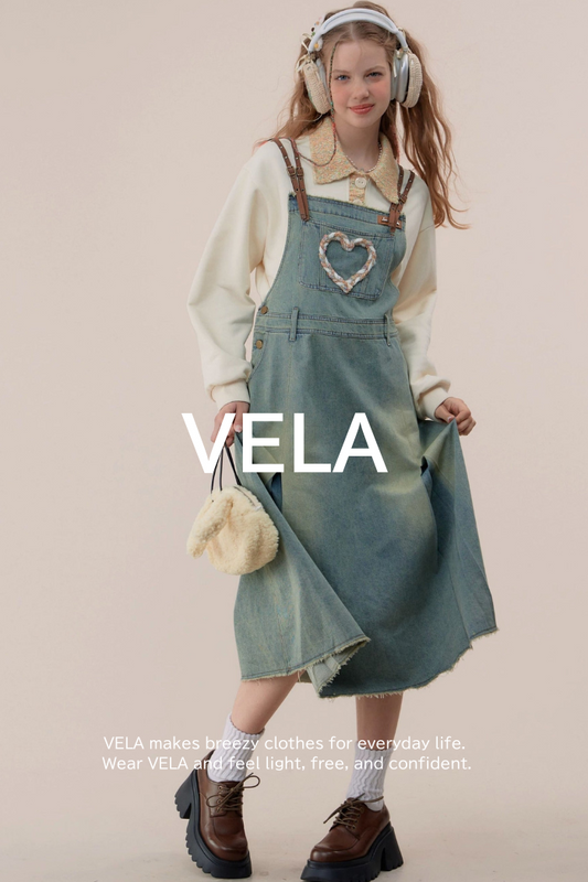 American retro three-dimensional denim dress