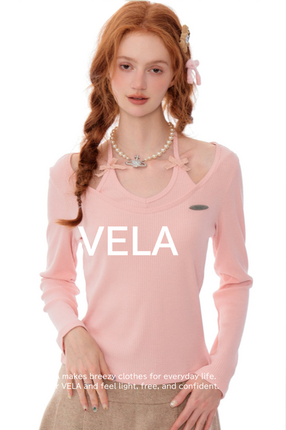 Halterneck Bow Knitted Base Layer