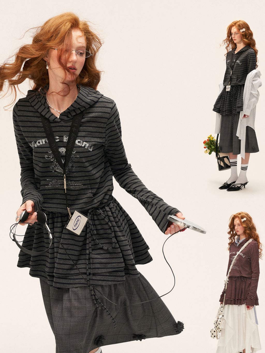 Striped Hoodue Tunic Top