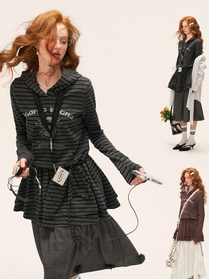 Striped Hoodue Tunic Top