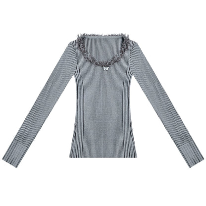 Butterfly Design Slim Knitted Shirt