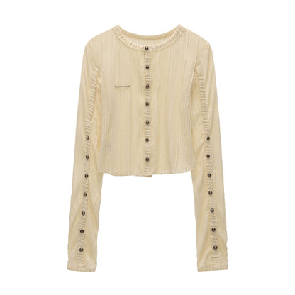 Striped Knit Multi-Button Cardigan