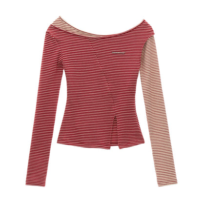 Striped Slim Long-Sleeved Top