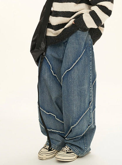 button wash straight-leg pants