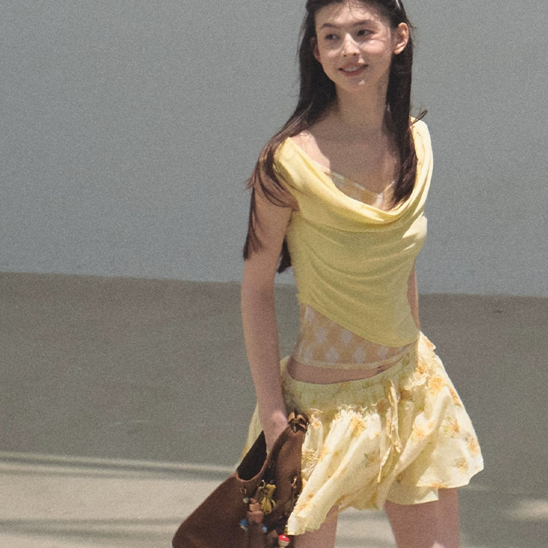 Embroidered Puffy A-Line Skirt