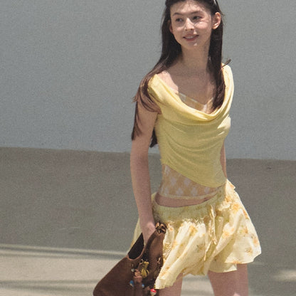 Embroidered Puffy A-Line Skirt