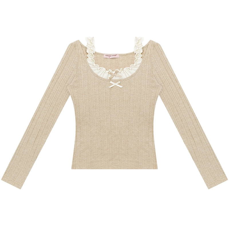 Fake Two Bow Halterneck Top