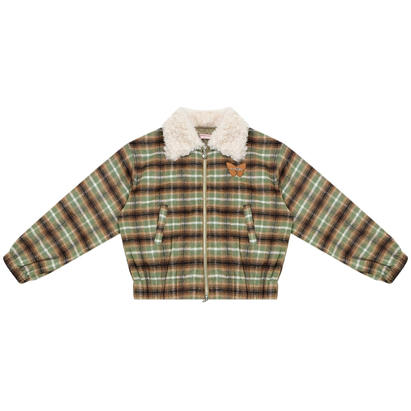 Winter Retro Green Plaid Jacket