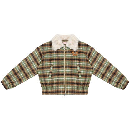 Winter Retro Green Plaid Jacket