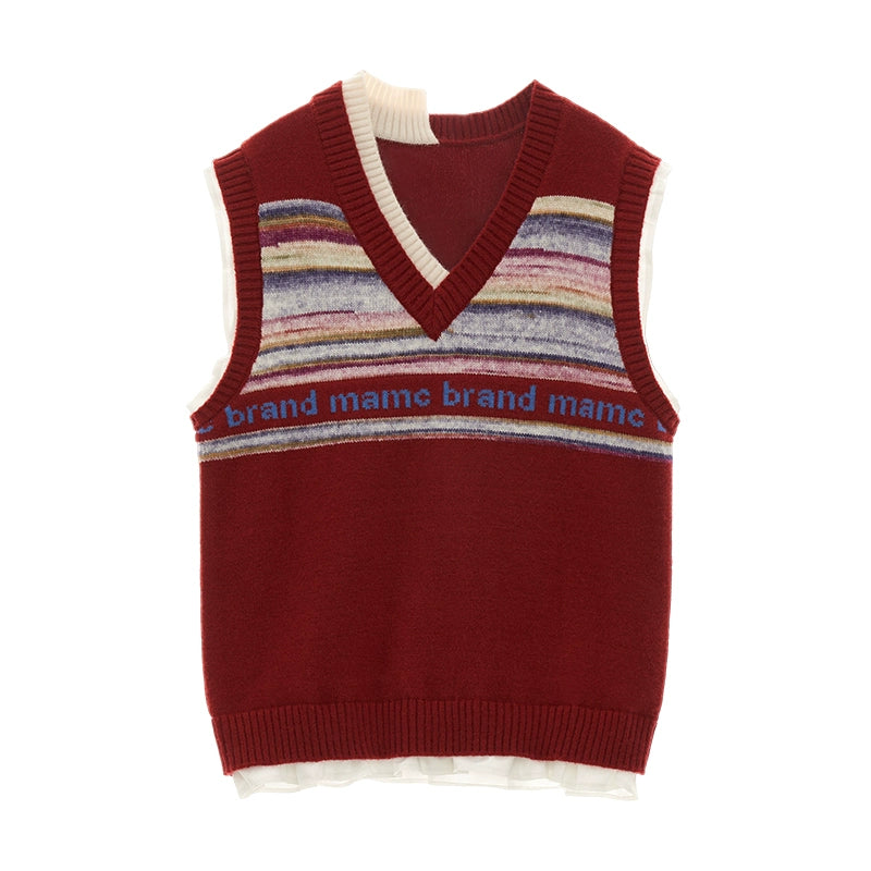 Irregular Striped Vest Sweater