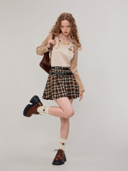 American vintage polo U neck long sleeve T-shirt