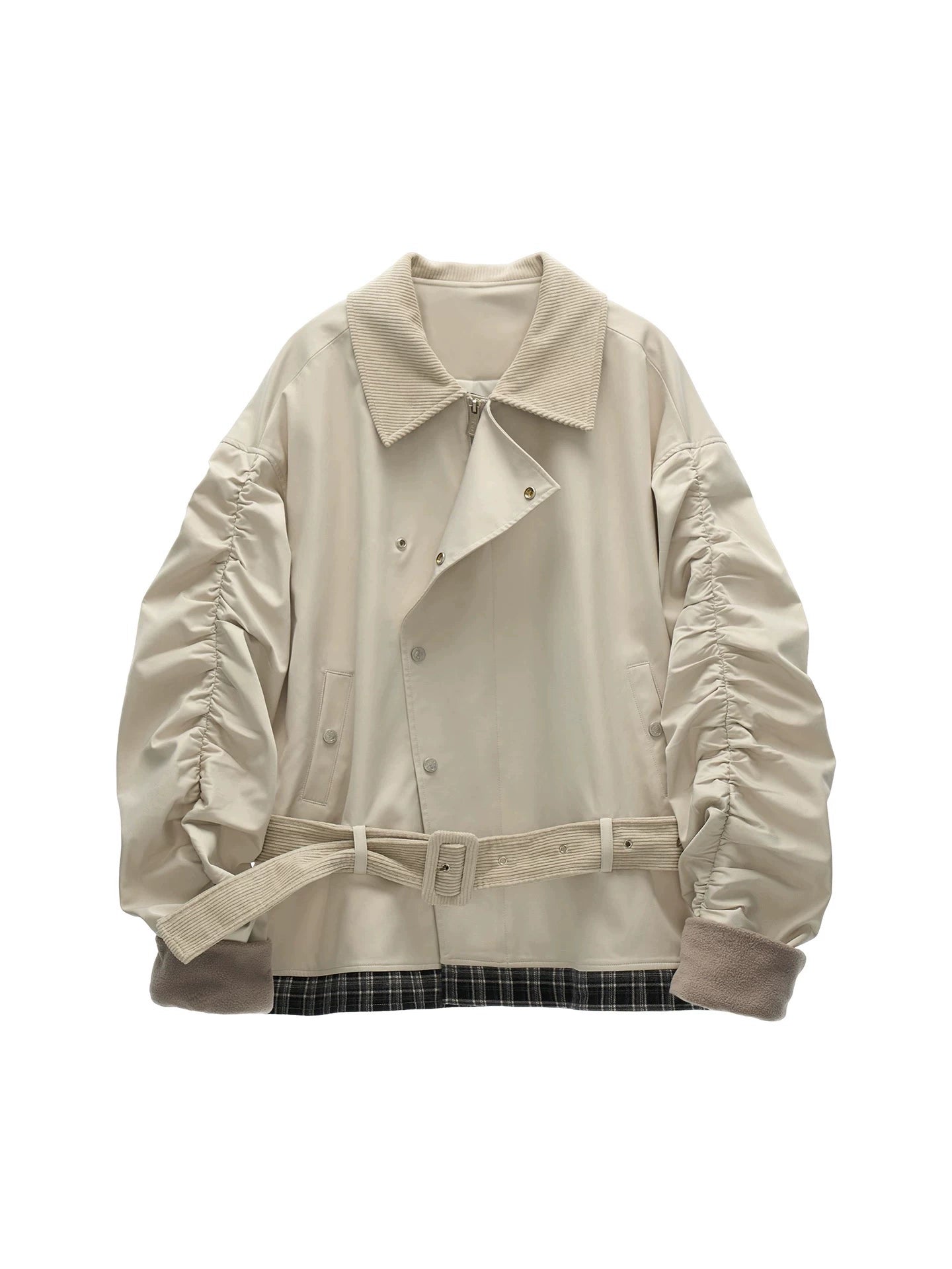 Plaid Corduroy Collar Jacket