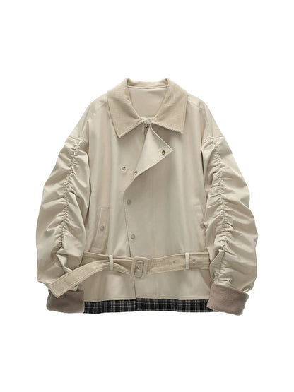 Plaid Corduroy Collar Jacket