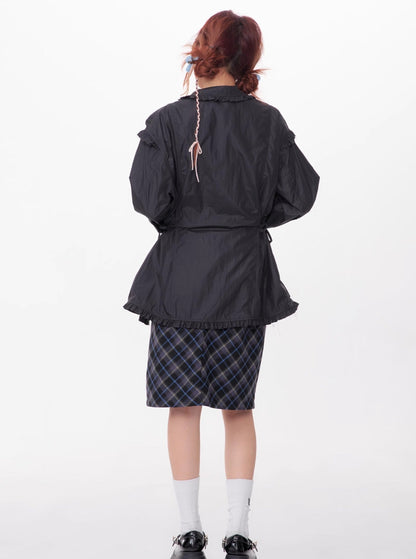 Loose Drawstring Retro Jacket