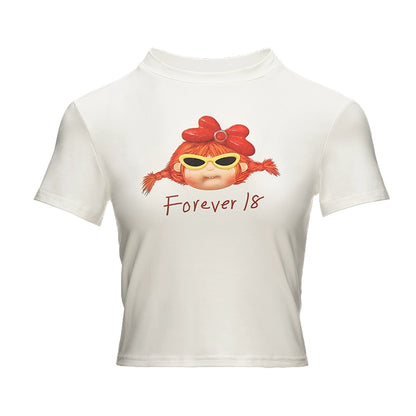 Bow White Versatile Short Sleeve T-Shirt