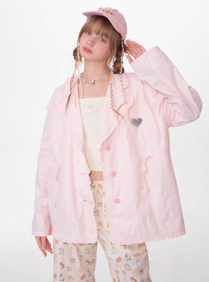 Loose Drawstring Retro Jacket