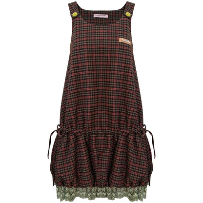 Autumn Retro Lace Plaid Dress