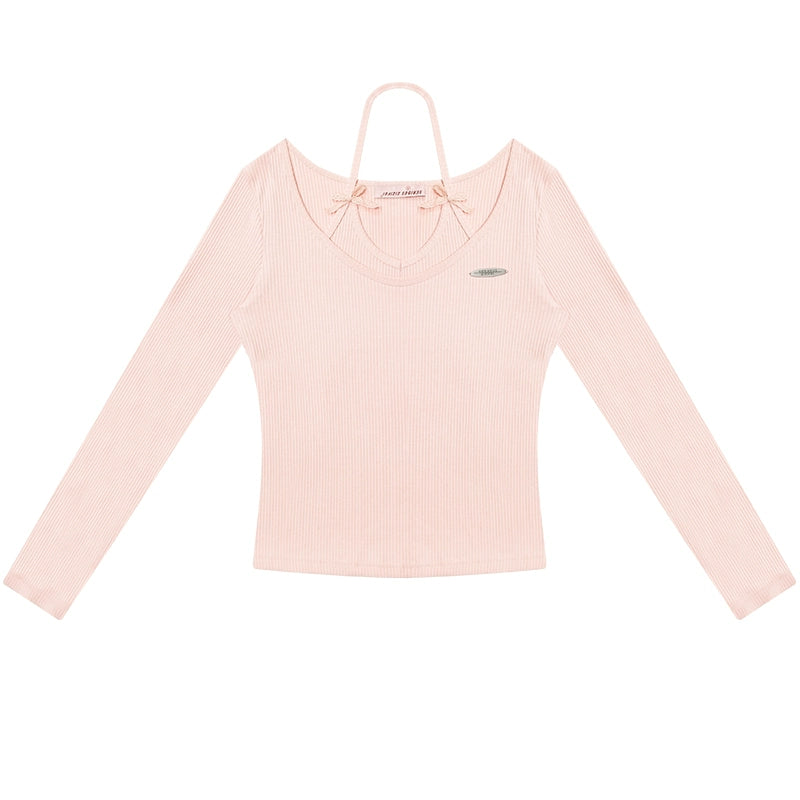 Halterneck Bow Knitted Base Layer