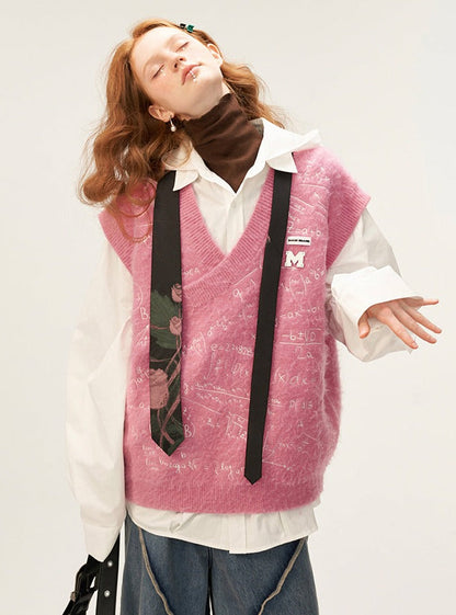 Loose preppy knit vest