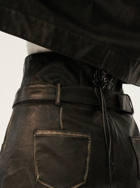 distressed spray painted zipper short jacket