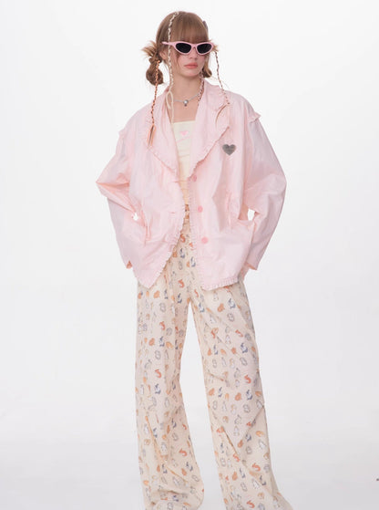 Loose Drawstring Retro Jacket