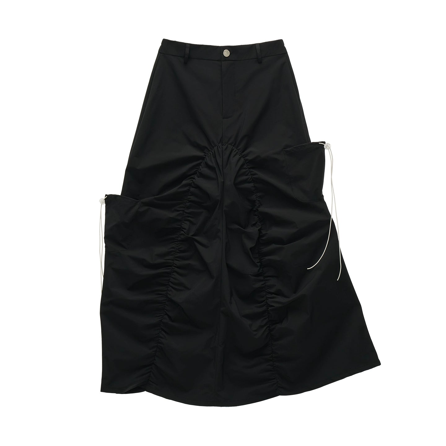Functional Irregular Hem Black Skirt