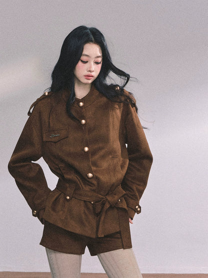 Golden Suede Womens Autumn Jacket Set-Up