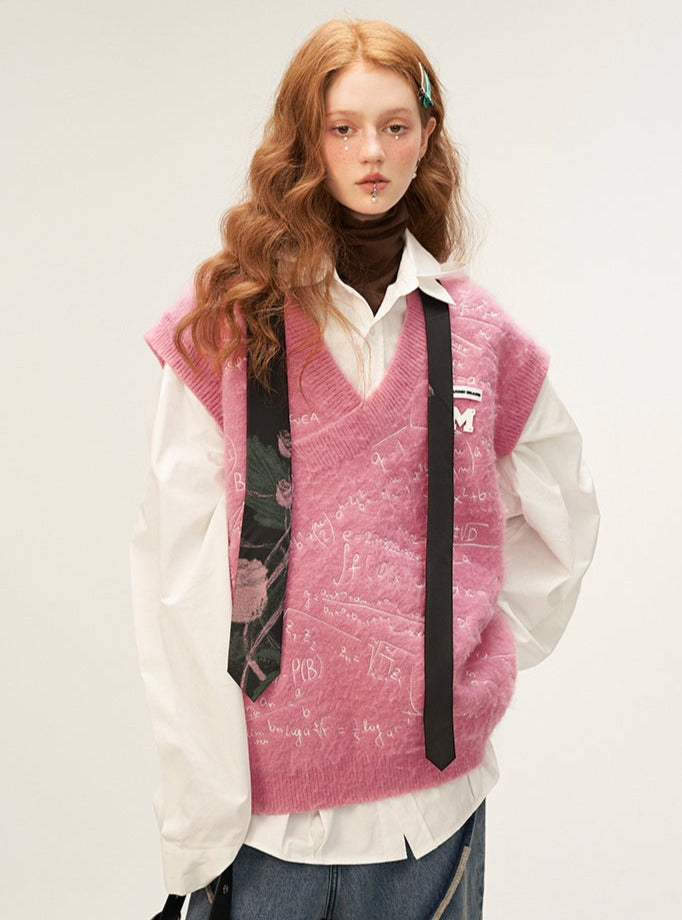 Loose preppy knit vest