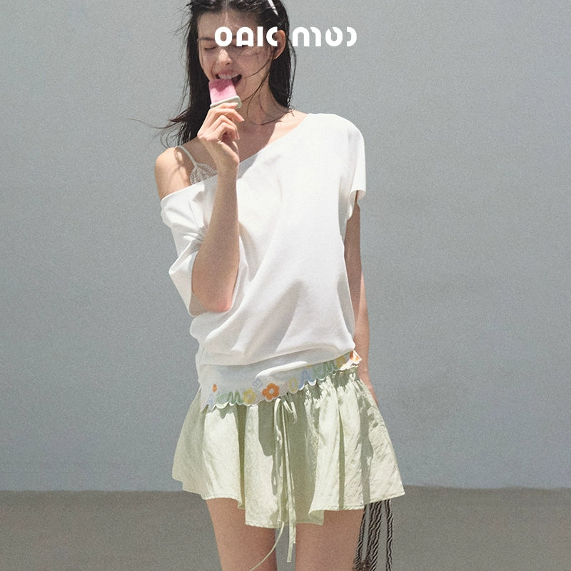 Embroidered Puffy A-Line Skirt