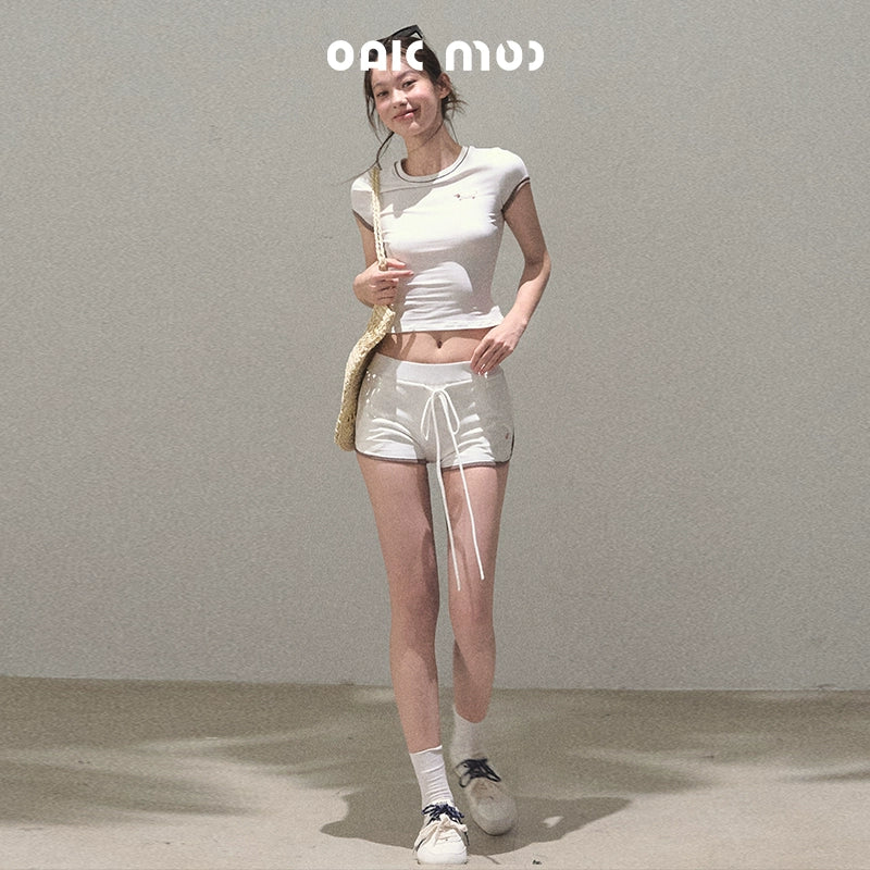 Colorblock Lace-Up Top Set-Up