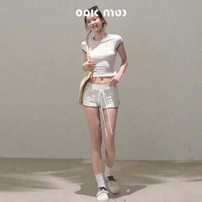 Colorblock Lace-Up Top Set-Up