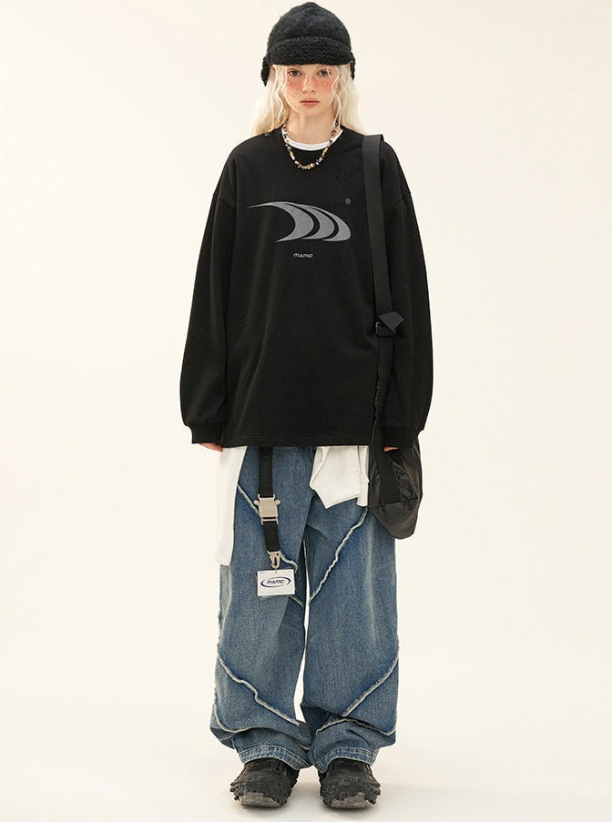 button wash straight-leg pants