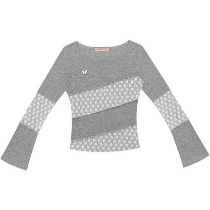 Twill Stitch Lace Knit Top