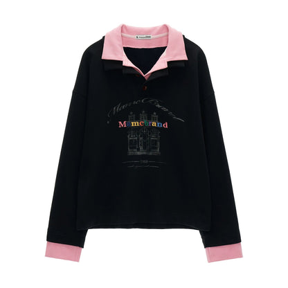 Button Lapel Polo Sweatshirt