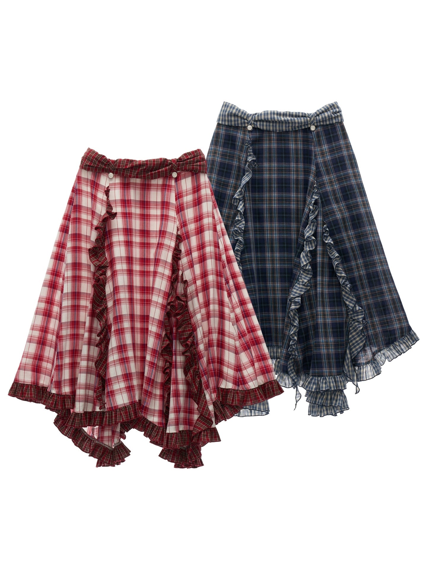 Spliced ​​Plaid Long Skirt