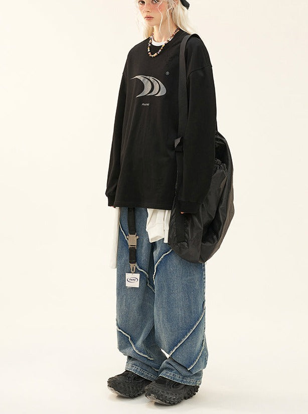 button wash straight-leg pants