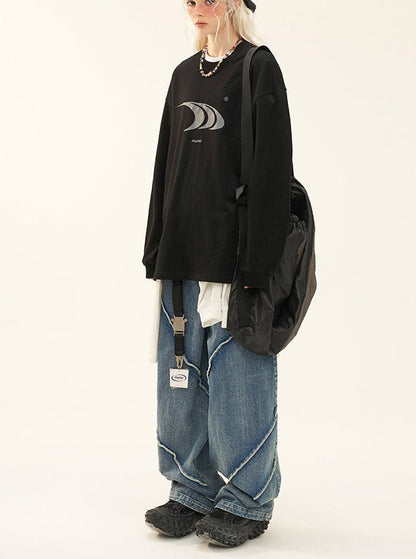 button wash straight-leg pants